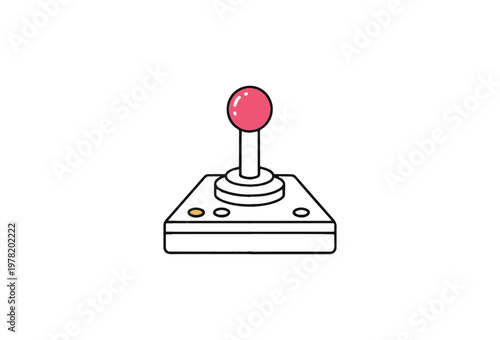 Retro arcade joystick, classic video game controller, pixel art style, gaming button