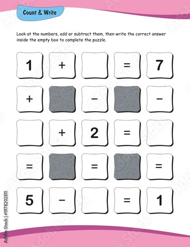 Addition and subtraction worksheet, Number puzzle, Fill in the missing number, Arithmetic puzzle, Math problem-solving, Educational puzzle, Kids math puzzle worksheet,