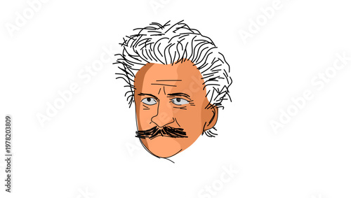 Johann Strauss Portrait, flat vector illustration