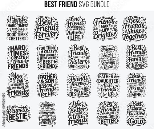 Best friend svg bundle with various friendship quotes