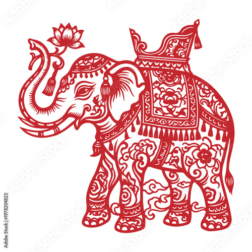 thai elephant paper cutting art