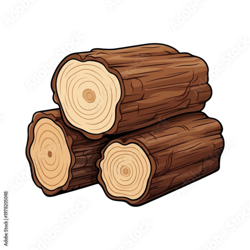 Vector Illustration of a Stack of Three Tree Logs