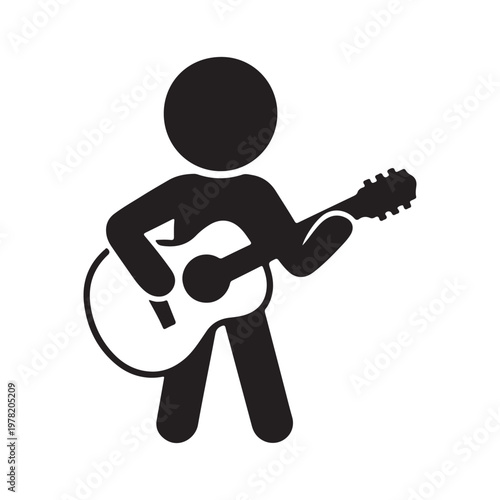 Guitar Player Icon – Minimalist Musician Silhouette Vector Illustration