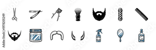 Vintage Barbershop Grooming Elements