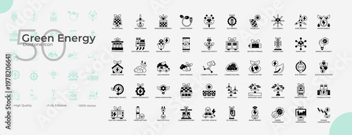 Green Energy Duotone Editable Icons set