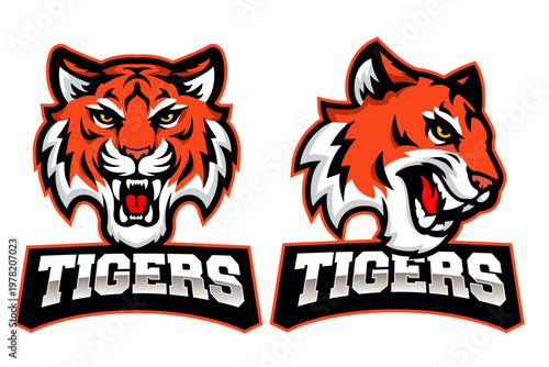 Professional Tiger Head Mascot Logo Design Set Vector