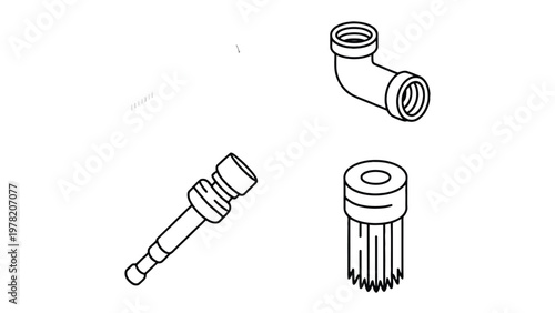 Plumbing Parts in View: An detailed illustration showcasing essential plumbing components, ideal for educational or technical purposes. 