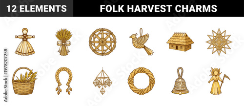 Slavic Straw Folk Art Talisman Set