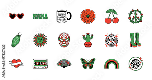 Retro Motherhood Floral Vector Assets