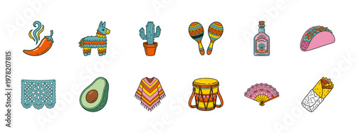 Mexican Fiesta Celebration Party Graphic Set