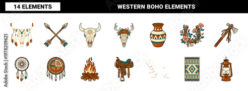 Tribal Bull Skull and Boho Western Set
