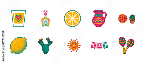 Mexican Fiesta Tequila and Cactus Elements