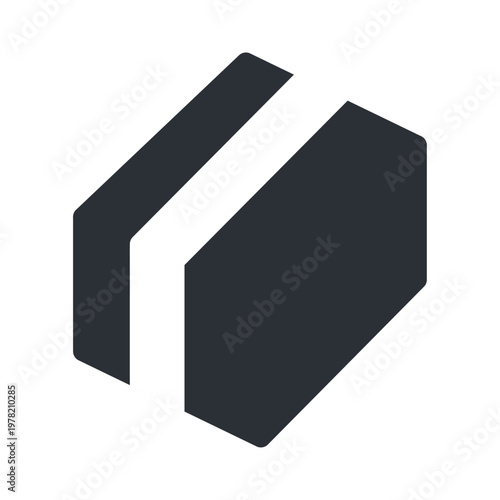 配送用ダンボール箱のシンプルなモノクロアイコン素材