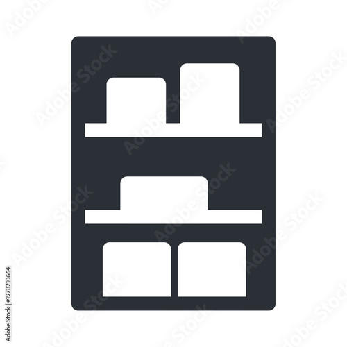 在庫棚を表すシンプルなモノクロアイコン素材