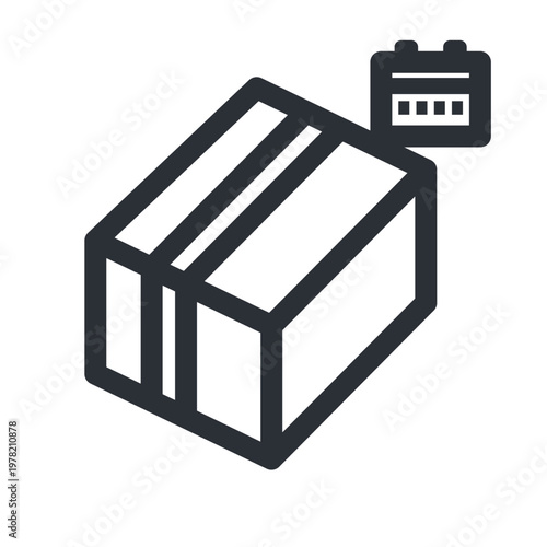 入荷予定の配送箱を表すシンプルな線画アイコン素材