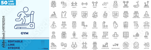 Gym Line Editable Icons set