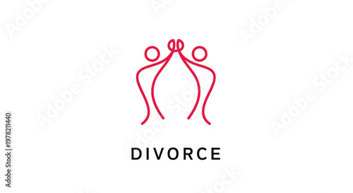 Divorce concept icon, relationship breakup symbol, marriage dissolution sign, vector illustration