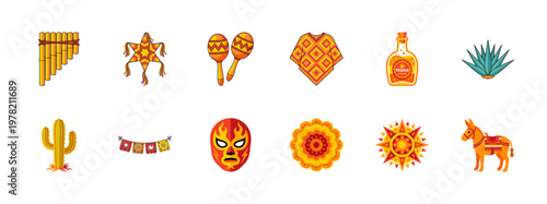 Mexican Festive Cultural Elements Set