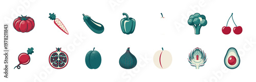 Garden Produce Vector Graphic Grid