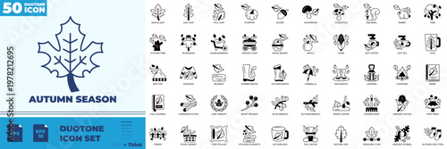 Autumn Season Duotone Editable Icons set