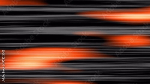 Vibrant orange anamorphic lens flare streaks across a dark backdrop featuring warm glowing light trails flowing horizontally for cinematic overlays 4K UHD