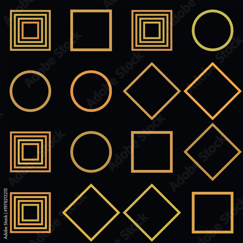 Collection of various geometric shapes in orange and yellow hues