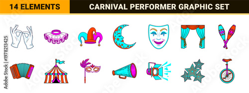 Theatrical Harlequin Mask and Circus Elements