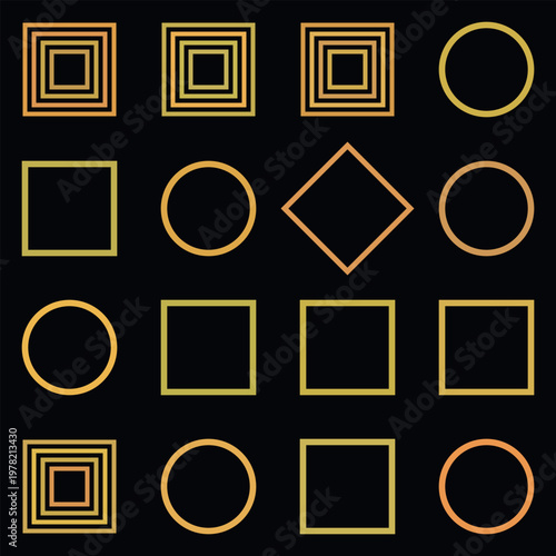 Collection of various geometric shapes in orange and yellow hues