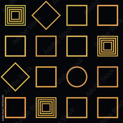 Collection of yellow and orange squares and shapes