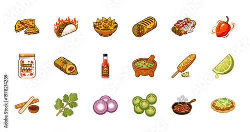 Spicy Mexican Street Food Graphic Asset Set