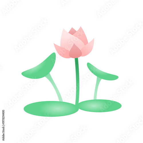 Pink lotus flower in pond icon vector design