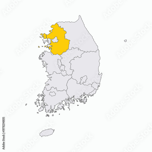 South Korea Administrative Map with Gyeonggi Highlighted