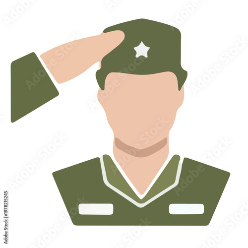 Military Soldier Saluting Flat Icon