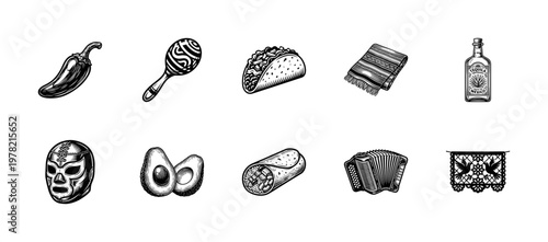 Mexican Culture and Fiesta Graphic Elements