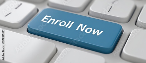 The Enroll Now Key Emphasizing Online Registration and Enrollment Process