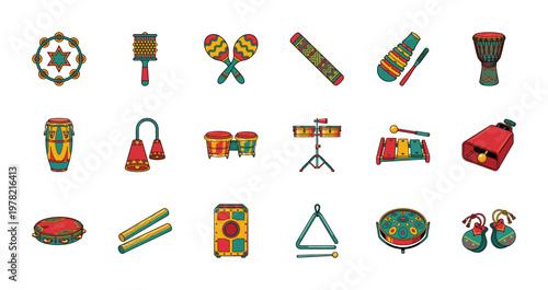 Traditional Latin Percussion Instrument Set