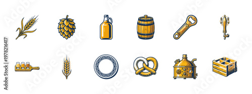 Craft Beer Brewery Graphic Elements Set