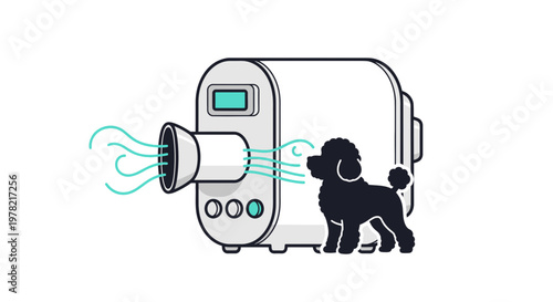 Pet Grooming Device with Poodle Dog - Professional Drying System