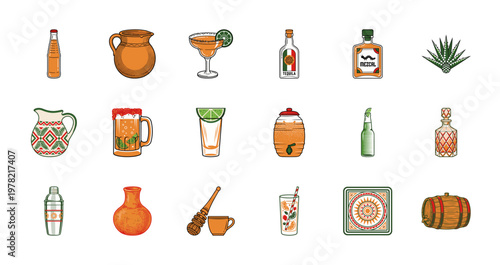 Mexican Beverage Culture Vector Asset Set