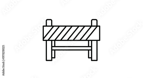 Simple line drawing of a wooden barrier or construction blockade