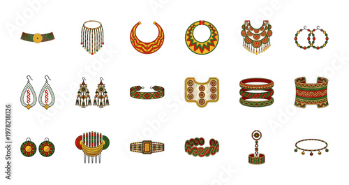 Ethnic Beaded Jewelry Vector Kit