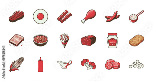 Diner Food Vector Asset Grid
