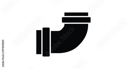 Simple black silhouette of a plumbing pipe elbow joint