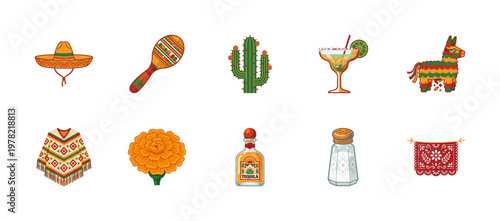 Mexican Fiesta Celebration Vector Elements
