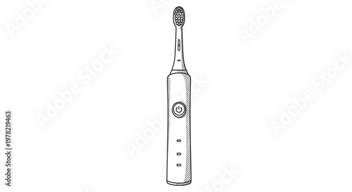 A detailed sketch of a modern electric toothbrush on a white background