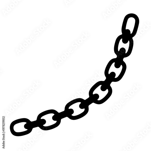 A minimalist black chain icon on a white background