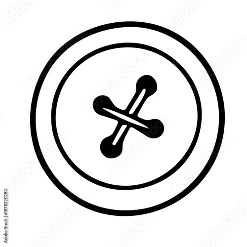 A minimalist vector graphic of a button with a crossed screw icon in a circular design