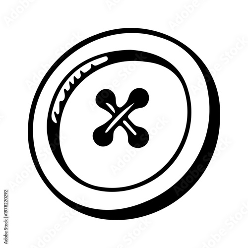 A minimalist vector graphic of a button with a cross-shaped fastener