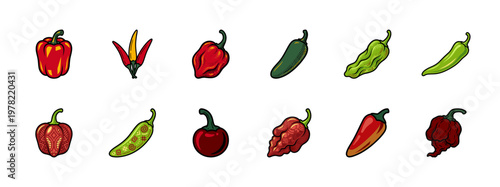 Spicy Chili Pepper Graphic Set