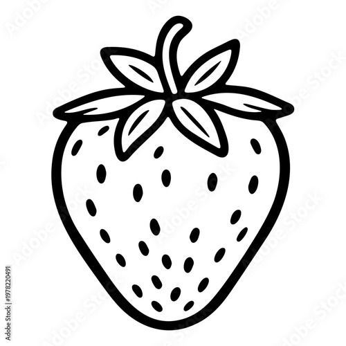 A simple black and white vector illustration of a strawberry icon